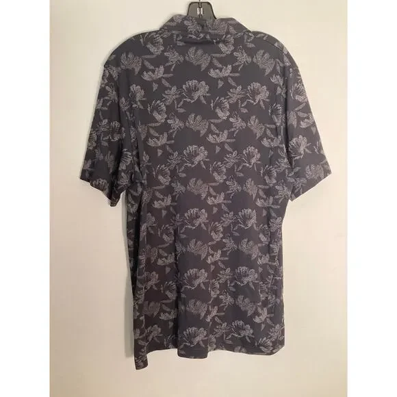 Travis Mathew Moody Floral Print Black Gray Short Sleeve Button Shirt Sz XL NWT - Picture 2 of 7